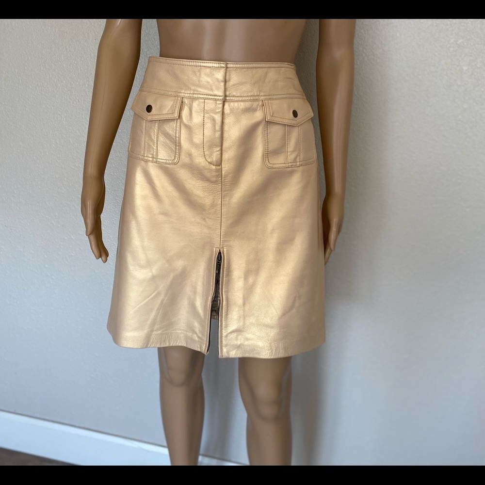 Cache’ genuine leather shimmer skirt size‎ 6 Vintage Y2K